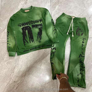 Terry Fleece Vintage Quick Dry Breathable Comfortable Sports Sweatshirt and <b>Shorts</b> Set for <b>Men</b> Plus Size 100% Cotton - Product Image 1