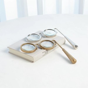 Global Views Lorgnette <b>Magnifying</b> <b>Glass</b> Nickel Decorative Home Office Accent Spectator Opera <b>Glasses</b> - Product Image 3