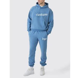 Ensemble de survêtement en coton lourd de haute qualité, ample et surdimensionné, avec jogging gaufré pour homme, streetwear imprimé, taille plus, automne - Product Image 3