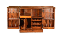 Meuble en bois de teck massif artisanal, écologique, style antique, minimaliste, bar à vin, étagères de présentation, pour la maison