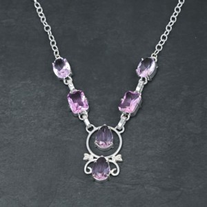 Collar de Lujo de Plata de Ley con Perla de Agua Dulce en Forma de Pera y Kunzita Rosa Creada en Laboratorio, de 18 Pulgadas, para Bodas y Regalos - Product Image 4