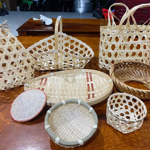 PANIER CADEAU en paille de bambou écologique fabriqué à la main, réutilisable et parfait pour les paniers de luxe ou la présentation d'aliments gastronomiques - Product Image 6