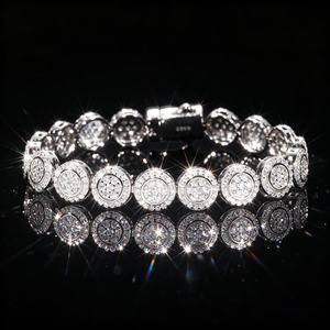 Pulsera de Lujo con Incrustaciones de Diamantes Moissanite VVS, Chapada en Rodio, Plata de Ley 925, Estilo Hip Hop, Unisex - Product Image 1