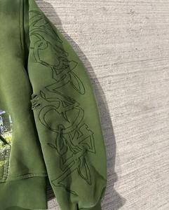 Sweat à capuche Streetwear de haute qualité polaire blanc Boxy Zip up Vintage Double couche lavage à l'acide soleil délavé sweats à capuche en détresse pour hommes - Product Image 2