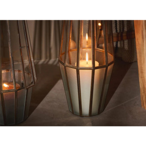 เชิงเทียนแก้วเฮอริเคนทองเหลืองโบราณสำหรับตกแต่งบ้านและงานแต่งงาน - Product Image 3