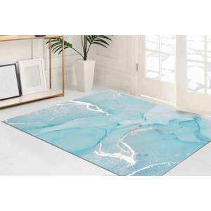 Silver Marble <b>Rug</b>: Modern Shimmery Accent <b>Rug</b>, Printed <b>Rug</b>,<b>Chenille</b> <b>Rug</b> - Product Image 3