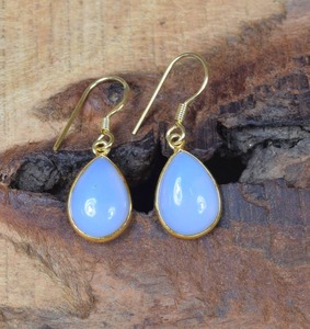 Classic 925 Sterling Silver Fine Jewelry Handmade Drop <b>Earrings</b> with Natural Chalcedony Gemstone for Parties - Product Image 5