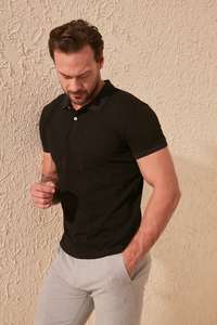 Logotipo personalizado del fabricante de secado rápido de alta calidad para Polo cuello alto negro liso color OEM SI Ropa hombre para polo - Product Image 4