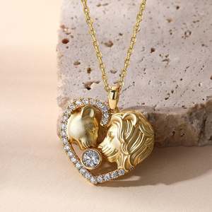 Jeulia Custom Couple Necklace Lion King Queen Vintage <b>Titanium</b> <b>Chain</b> - Product Image 6
