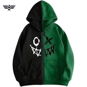 2025 nuevo estilo hombres 100% algodón estampado Sudadera con capucha temporada de invierno mueca estampado personalizado cremallera patrón sólido otoño Zip - Product Image 3