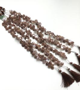 Cuentas Facetadas de Piedra Lunar de Chocolate Natural para la Elaboración de Joyería Fina - Product Image 2