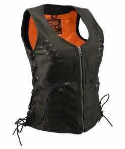 Top Quality <b>Women's</b> Genuine Leather <b>Vest</b> Real Leather Goatskin Leather <b>Vest</b> with Custom logo and Sizes for <b>Womens</b> - Product Image 2