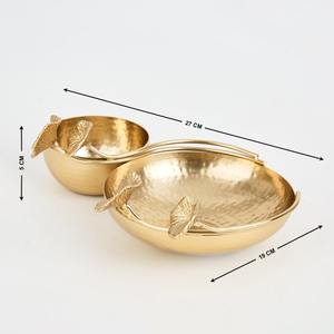 Juego de 2 Adornos de Mesa de Latón con Diseño de Hoja Dorada, Elegantes Centros de Mesa para Sala de Estar, Mesa de Comedor y Decoración del Hogar, de la India - Product Image 3