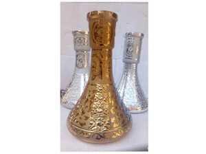 Chicha de luxe à base en verre, finition or métallisé, modèle Farida, design pharonique/arabe, prix d'usine, compatible avec toutes les marques de chichas. - Product Image 4