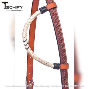 Cabezada de cuero occidental hecha a mano con trenzado de cuero crudo, accesorios para caballos - Product Image 2