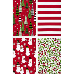 Coffrets cadeaux de Noël avec couvercles dans des motifs assortis Arbres, rayures, bonhommes de neige, houx rouge, vert et blanc Boîtes à chemises à motifs - Product Image 4