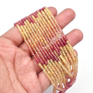 16 pouces AAA + perles de saphir ombré jaune naturel de qualité perles de pierre rondelle à facettes taille 2-3mm cadeau pour ses perles Songea - Product Image 1