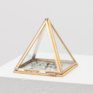 Boîte à bijoux compacte en métal et en verre, parfaite pour les petits accessoires, étui de rangement pour bijoux de voyage - Product Image 1