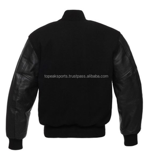 2026 OEM New Black Wool Stand Collar Sleeves Varsity <b>Jacket</b> Men's 100% High Quality Low MOQ Customizable <b>Heated</b> <b>Jackets</b> - Product Image 2
