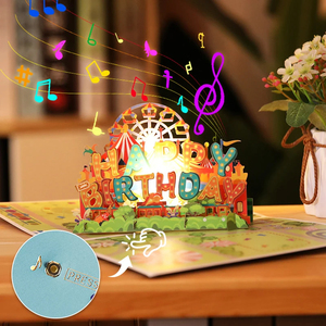 Biglietto di Auguri 3D Fatto a Mano con Busta e Etichetta Messaggio, Biglietto Pop-up per <span class=keywords><strong>Compleanno</strong></span> - Product Image 2