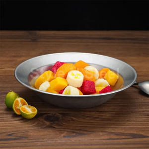 Plateau de service rond en acier inoxydable de style vintage pour la maison et le restaurant à des fins décoratives - Product Image 4