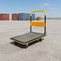 Chariot à plateforme pliable robuste, capacité de charge de 300 kg, quatre roues, chariot à plateforme pour la logistique d'entrepôt et le stockage