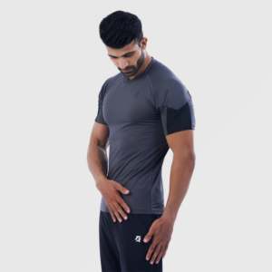 T-shirt Speed Fit Slim Fit 100% polyester tricoté 200 grammes teint uni avec impression sérigraphiée gris exercice - Product Image 3