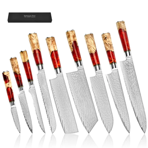 Ensemble de couteaux de chef multifonctionnels écologiques en acier inoxydable de 9 pièces, très vendu, couteaux de cuisine professionnels, manche en bois, haute qualité - Product Image 1