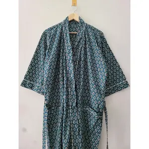 Kimono de algodón de talla única con estampado animal, conjunto de bata de baño transpirable para familias, ideal para el hogar en invierno, lavable a máquina. - Product Image 5