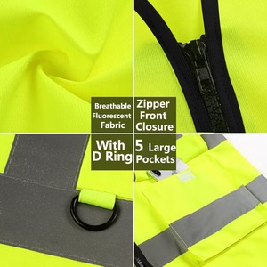 Logotipo personalizado Chaleco DE SEGURIDAD Mezclado Naranja Azul oscuro Limón Alta visibilidad Dos tonos con bolsillos Trabajo Hi Vis chaleco reflectante - Product Image 4