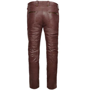 Pantalon en cuir doux marron délavé et ciré Belafonte Pantalon empilé en cuir pour hommes Pantalon marron en cuir taille haute véritable pour hommes - Product Image 2