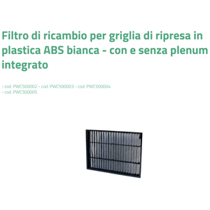 Filtre de remplacement en plastique ABS blanc Tecnosystemi pour grilles de retour et grilles avec ou sans plénum intégré - Product Image 3