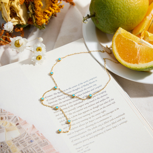 สร้อยข้อมือแฟชั่นทรงกลมประดับเทอร์ควอยซ์สีน้ำเงิน รุ่น J&D Classic ทำจากสแตนเลสสตีลชุบทอง 18K พร้อมสายรูปตัว Y - Product Image 5