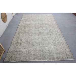 Tapis Moderne Classique en Laine Beige 5.3X8.4 pieds Large Surface Patchwork Design pour la Maison Salon Chambre Rectangle Couloir Latex - Product Image 1