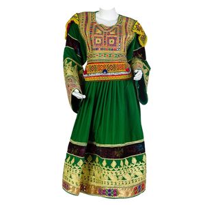 Robes afghanes brodées à la main pour femmes de couleur vert foncé à bas prix et à bas quantité minimale de commande - Product Image 1