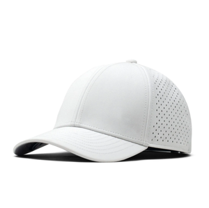 Vente en gros Logo personnalisé 6 panneaux Casquette de baseball imperméable Perforé Performance Laser Cut Cap Respirant Blanc Chapeaux de golf pour unisexe - Product Image 6