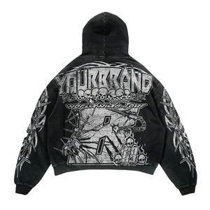 Trajes de chándal de gran tamaño unisex lavado con ácido a medida nuevos trajes de sudor para correr para hombres al por mayor trajes de chándal lavado con ácido precios al por mayor - Product Image 3