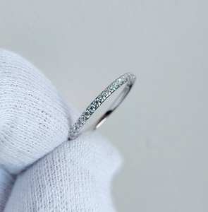 Bague de fiançailles en or blanc 14 carats de luxe, demi-alliance, 2 mm, diamant rond cultivé en laboratoire, pour le meilleur partenaire, cadeau d'anniversaire - Product Image 5