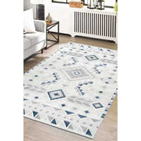 Tapis de couloir rectangulaire moelleux abstrait gris-bleu Roma 6' x 9' pour salon, salle de séjour, chambre d'enfant, cuisine