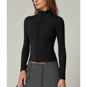 2025 ropa de entrenamiento atlético con bolsillos para mujer chaquetas ligeras con cremallera Mock Turtleneck Fall Hoodies - Product Image 3