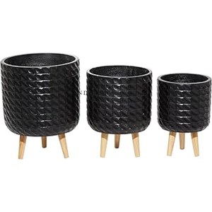 ที่ปลูกต้นไม้ทำจากโลหะเคลือบผงสีดำสำหรับบ้านและสวนในราคาไม่แพง - Product Image 3