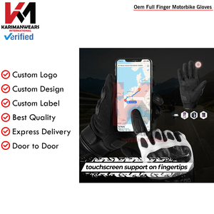 Gants de moto en cuir pour hommes, qualité supérieure, antidérapants, protection des jointures, doigts complets, équipement de conduite, vente en gros - Product Image 6