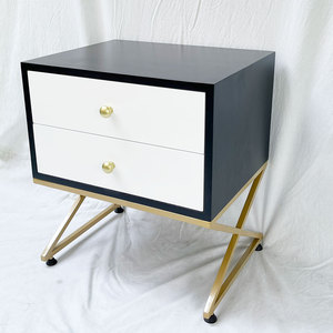 XO Modern <b>Antique</b> Bedroom Furniture Oak XO <b>Bedside</b> <b>Table</b> with Iron Legs Foldable Nightstands for Apartment TDG68042 - Product Image 3