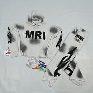 Chándal de alta calidad para mujer, chándal holgado, sudadera 100% de algodón con capucha, traje para correr para hombre, pantalones de chándal acampanados y chándal con capucha - Product Image 3