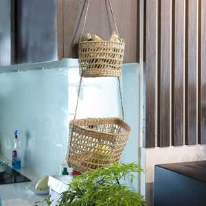 Panier à fruits et légumes à 2 niveaux en jonc de mer tissé à la main, rangement de cuisine, paniers suspendus pour la vente en gros - Product Image 6