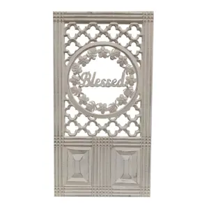 Factory Price High Quality Unique Design Burnt White Antique Color blessed Wall Decorative MDF Hand Carved Panel 60 x 45 cm