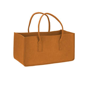 Bolsa de Fieltro Ecológica Color Marrón Claro para Leña, Tamaño Mediano, con Impresión de Logotipo Personalizado para Publicidad de Alimentos y Regalos - Product Image 1