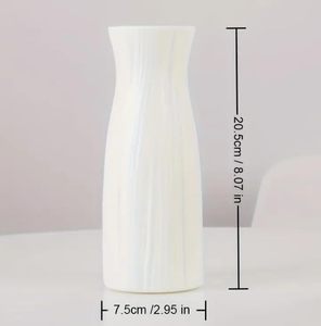 แจกันดอกไม้สีขาวลายอาร์ตเดคโคเซรามิกสำหรับใส่หญ้าและดอกไม้แห้ง - Product Image 5