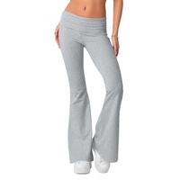Pantalones de Yoga para Mujer, Sólidos, con Cintura Plegable, Spandex/Nailon, Elásticos en 4 Direcciones, Transpirables
