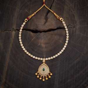 Rose Gold & Platinum Inlay Temple <b>Necklace</b> with Figaro Chain for Wedding Engagement & Gift Occasions - Product Image 4